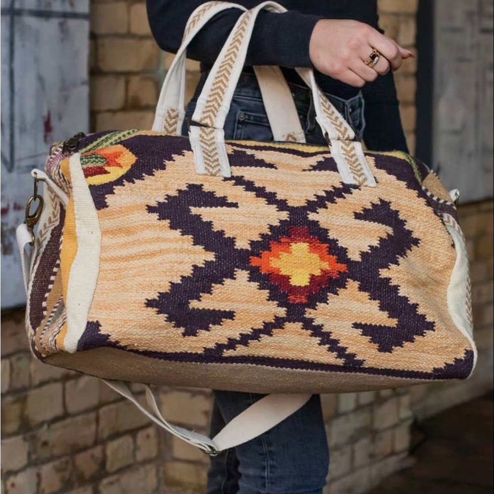 Boho Aztec print weekender duffel carpet bag
